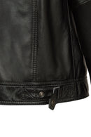 Karl Male Black Zip Closure Notched Collar Leather Jacket | Derimod Karl Male Black Zip Closure Notched Collar Leather Jacket | Derimod