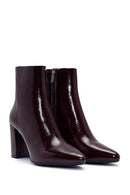 Derimod Gritti Women's Burgundy Zippered Thick Heeled Patent Leather Boots | Derimod Derimod Gritti Women's Burgundy Zippered Thick Heeled Patent Leather Boots | Derimod