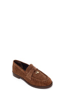 Woman Walnut Buckled Suede Masculine Loafer | Derimod Woman Walnut Buckled Suede Masculine Loafer | Derimod
