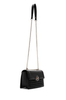 Women's Black Long Chain Strap Knitted Crossbody Bag | Derimod Women's Black Long Chain Strap Knitted Crossbody Bag | Derimod