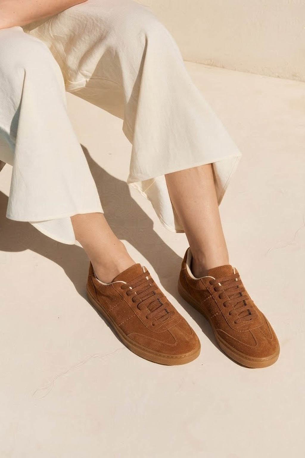 Kadın Taba Bağcıklı Kalın Tabanlı Süet Sneaker