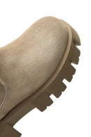 Women's Beige Suede Leather Chelsea Boots | Derimod Women's Beige Suede Leather Chelsea Boots | Derimod