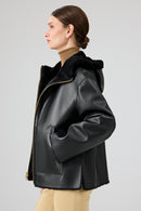 Gardena Women's Black Double-Sided Teddy Coat | Derimod Gardena Women's Black Double-Sided Teddy Coat | Derimod