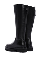 Woman Black Zip Closure Thick-Soled Leather Boot | Derimod Woman Black Zip Closure Thick-Soled Leather Boot | Derimod