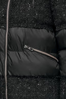 Geox Women's Black Manilva Sequin Detailed Coat | Derimod Geox Women's Black Manilva Sequin Detailed Coat | Derimod