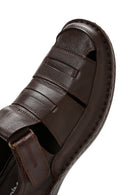 Erkek Kahverengi Deri Casual Sandalet | Derimod