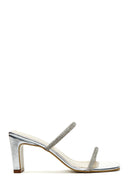 Kadın Gümüş Taşlı Topuklu Terlik | Derimod Kadın Gümüş Taşlı Topuklu Terlik | Derimod