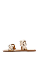 Women's Gold Braided Patterned Slippers | Derimod Women's Gold Braided Patterned Slippers | Derimod