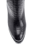 Women's Heeled Snake Pattern Leather Boots | Derimod Women's Heeled Snake Pattern Leather Boots | Derimod