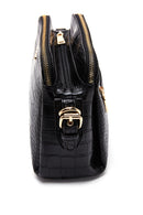 Women's Black Long Strap Crocodile Patterned Crossbody Bag | Derimod Women's Black Long Strap Crocodile Patterned Crossbody Bag | Derimod