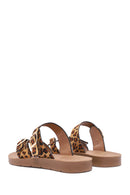 Women's Leopard Patterned Suede Flip Flops | Derimod Women's Leopard Patterned Suede Flip Flops | Derimod