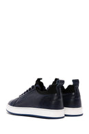 Men's Navy Blue Lace-Up Leather Sneaker | Derimod Men's Navy Blue Lace-Up Leather Sneaker | Derimod