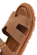 Women's Powder Strappy Thick Soled Suede Leather Comfort Sandals | Derimod Women's Powder Strappy Thick Soled Suede Leather Comfort Sandals | Derimod