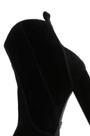 Women's Black Suede Leather Heeled Boots | Derimod Women's Black Suede Leather Heeled Boots | Derimod