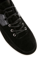 Men's Black Lace-Up Suede Leather Sneaker | Derimod Men's Black Lace-Up Suede Leather Sneaker | Derimod