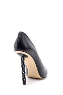 Kadın Zincir Topuk Detaylı Deri Stiletto | Derimod Kadın Zincir Topuk Detaylı Deri Stiletto | Derimod