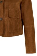 Trix Woman Brown Oversize Suede Leather Jacket | Derimod Trix Woman Brown Oversize Suede Leather Jacket | Derimod