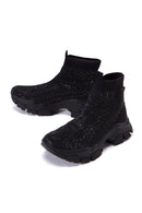 Women's Black Stone High Top Sneaker | Derimod Women's Black Stone High Top Sneaker | Derimod