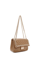 Kadın Bej Uzun Askılı Kapitone Desenli Omuz Çantası | Derimod Kadın Bej Uzun Askılı Kapitone Desenli Omuz Çantası | Derimod