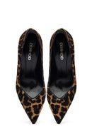 Woman Leopard High Thin-Heeled Leather Stiletto | Derimod Woman Leopard High Thin-Heeled Leather Stiletto | Derimod