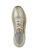 Geox Women's Beige Cristael Lace-Up Metallic Leather Sneaker | Derimod Geox Women's Beige Cristael Lace-Up Metallic Leather Sneaker | Derimod