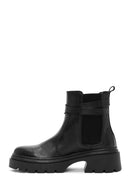 Women's Black Buckle Detailed Leather Chelsea Boots | Derimod Women's Black Buckle Detailed Leather Chelsea Boots | Derimod