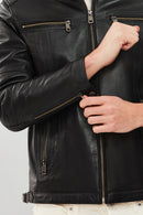 Demar Erkek Siyah Slim-Fit Deri Ceket | Derimod Demar Erkek Siyah Slim-Fit Deri Ceket | Derimod