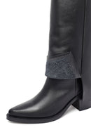 Woman Black Chunky Heels Leather Boot | Derimod Woman Black Chunky Heels Leather Boot | Derimod
