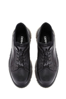 Erkek Siyah Bağcıklı Deri Sneaker | Derimod Erkek Siyah Bağcıklı Deri Sneaker | Derimod