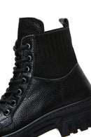 Women's Black Thick Soled Leather Boots | Derimod Women's Black Thick Soled Leather Boots | Derimod