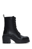 Women's Black Leather Heeled Boots | Derimod Women's Black Leather Heeled Boots | Derimod
