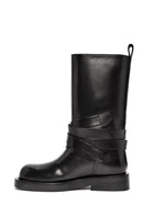 Women's Black Buckled Biker Leather Boots | Derimod Women's Black Buckled Biker Leather Boots | Derimod