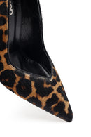 Woman Leopard High Thin-Heeled Leather Stiletto | Derimod Woman Leopard High Thin-Heeled Leather Stiletto | Derimod