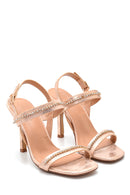 Women's Stone Detailed Casual Heeled Sandals | Derimod Women's Stone Detailed Casual Heeled Sandals | Derimod