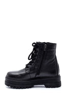 Women's Black Leather Thick Soled Boots | Derimod Women's Black Leather Thick Soled Boots | Derimod