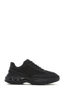 Men's Black Lace-Up Thick-Sole Fabric Sneakers | Derimod Men's Black Lace-Up Thick-Sole Fabric Sneakers | Derimod