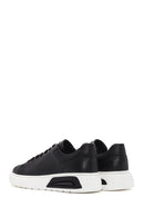 Erkek Siyah Kalın Tabanlı Bağcıklı Deri Sneaker | Derimod Erkek Siyah Kalın Tabanlı Bağcıklı Deri Sneaker | Derimod