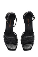 Kadın Siyah Bilekten Bantlı İnce Topuklu Deri Sandalet | Derimod Kadın Siyah Bilekten Bantlı İnce Topuklu Deri Sandalet | Derimod