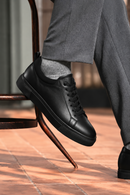 Male Black Lace-up Leather Sneaker | Derimod Male Black Lace-up Leather Sneaker | Derimod