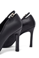 Woman Black Thin-Heeled Leather Stiletto | Derimod Woman Black Thin-Heeled Leather Stiletto | Derimod