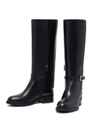 Woman Black Zippered Leather Boot | Derimod Woman Black Zippered Leather Boot | Derimod