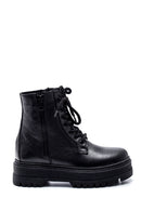 Women's Black Leather Thick Soled Boots | Derimod Women's Black Leather Thick Soled Boots | Derimod