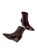 Woman Burgundy Zip Closure Wedge Heel Leather Boots | Derimod Woman Burgundy Zip Closure Wedge Heel Leather Boots | Derimod