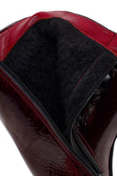 Woman Burgundy Zip Closure Thin-Heeled Patent Leather Leather Boots | Derimod Woman Burgundy Zip Closure Thin-Heeled Patent Leather Leather Boots | Derimod