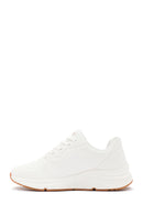 Skechers Women's White Bobs Arch Comfort Lace-Up Chunky Sole Leather Sneakers | Derimod Skechers Women's White Bobs Arch Comfort Lace-Up Chunky Sole Leather Sneakers | Derimod