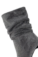 Women's Silver Thin Heeled Stone Boots | Derimod Women's Silver Thin Heeled Stone Boots | Derimod