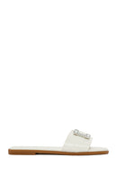 Women's White Stone Slippers | Derimod Women's White Stone Slippers | Derimod