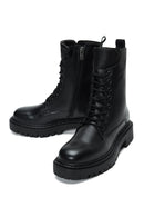 Women's Black Zippered Leather Boots | Derimod Women's Black Zippered Leather Boots | Derimod