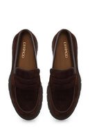 Kadın Kahverengi Kalın Tabanlı Süet Deri Maskülen Loafer | Derimod Kadın Kahverengi Kalın Tabanlı Süet Deri Maskülen Loafer | Derimod