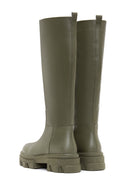 Kadın Haki Deri Kalın Tabanlı Çizme | Derimod Kadın Haki Deri Kalın Tabanlı Çizme | Derimod